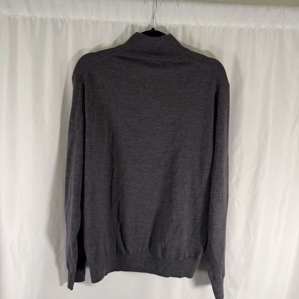 Jos A Bank 100% Merino Wool Sweater Men's Medium Gray 1/4 Zip Pullover Knit - Picture 10 of 10